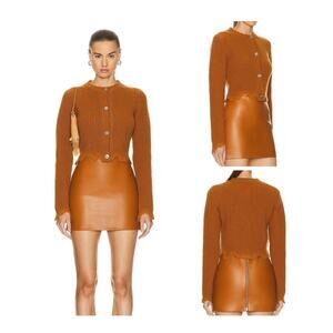 NWT Versace Wool Cardigan Sweater IT 38 US 2 Brown Caramel Grunge Knit $1,450